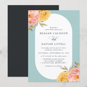 Invitation Mariage de printemps aux pivoines florales roses