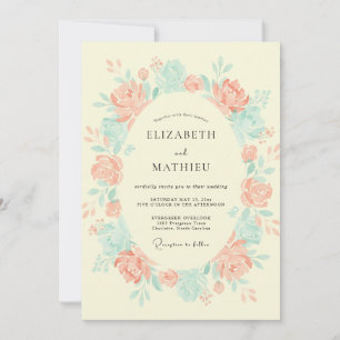 Invitation Mariage de printemps aux teintes de pêche et de sa