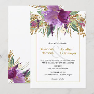 Invitation Mariage de printemps avec fleurs d'améthyste viole