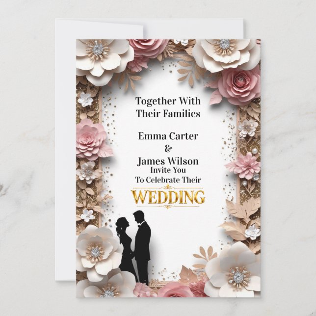 Invitation Mariage de printemps avec fleurs de pêche 💐 (Devant)