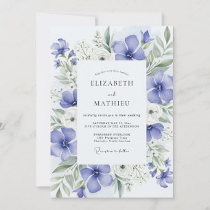 Invitation Mariage de printemps bleu pervenche éthéré