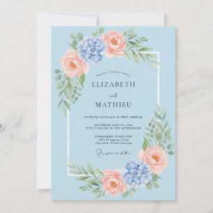 Invitation Mariage de printemps bleu poudré exquis