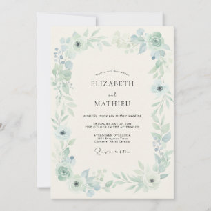 Invitation Mariage de printemps bleu poussiéreux lumineux