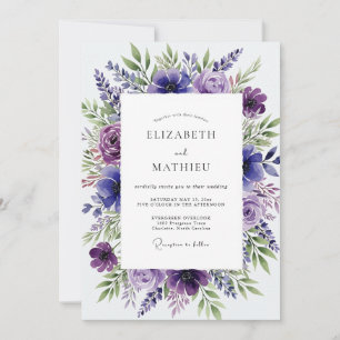 Invitation Mariage de printemps botanique violet améthyste
