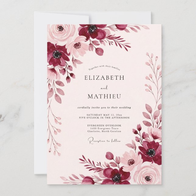 Invitation Mariage de printemps captivant en Bourgogne (Devant)