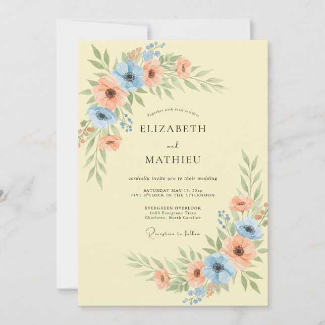 Invitation Mariage de printemps crémeux immaculé (Devant)