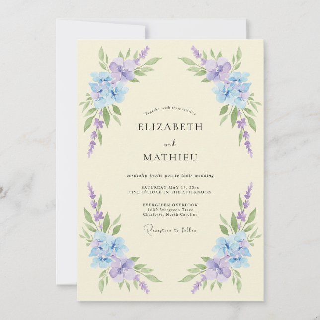 Invitation Mariage de printemps délicat à la crème (Devant)
