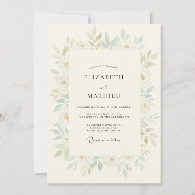 Invitation Mariage de printemps délicat à la menthe douce (Devant)