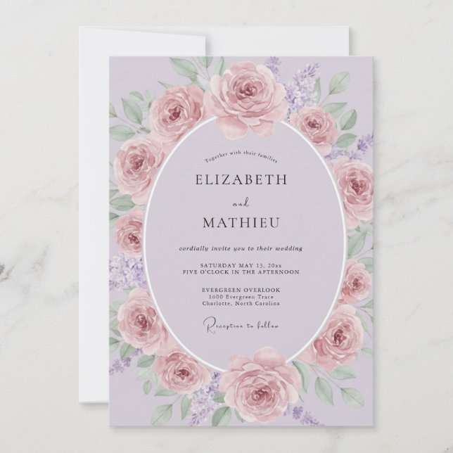 Invitation Mariage de printemps délicat lavande (Devant)