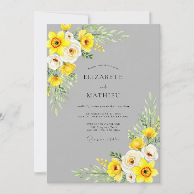 Invitation Mariage de printemps délicieux à la fumée jaune (Devant)