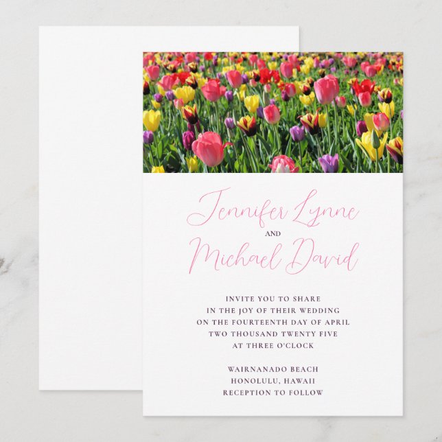 Invitation Mariage de printemps des Tulipes (Devant / Derrière)