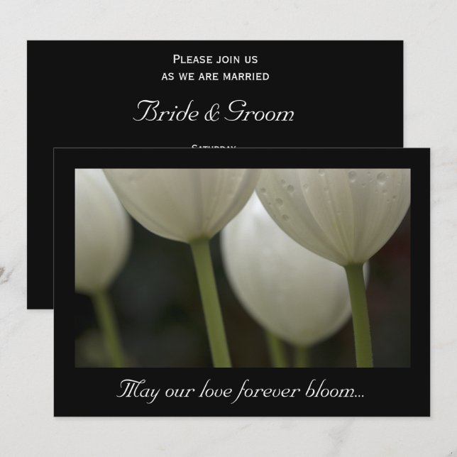 Invitation Mariage de printemps des Tulipes du Jardin Blanc (Devant / Derrière)