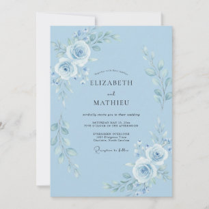 Invitation Mariage de printemps divin bleu clair