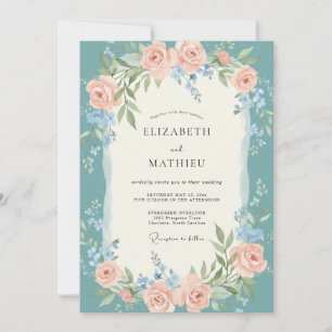 Invitation Mariage de printemps divin sarcelle