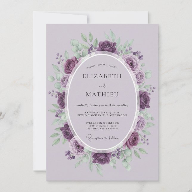 Invitation Mariage de printemps divine prune (Devant)