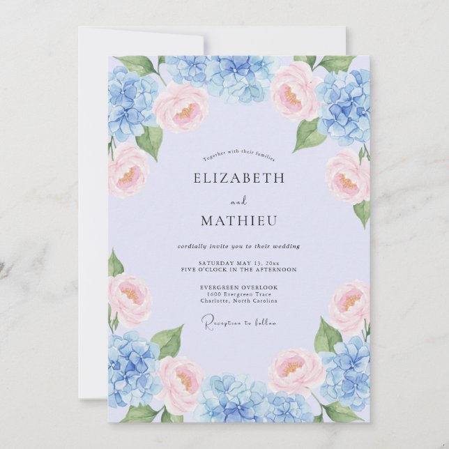 Invitation Mariage de printemps doux lavande (Devant)
