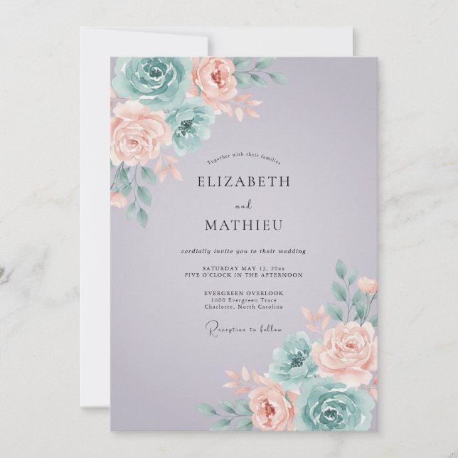 Invitation Mariage de printemps doux lilas (Devant)