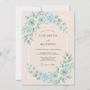 Invitation Mariage de printemps doux vert menthe
