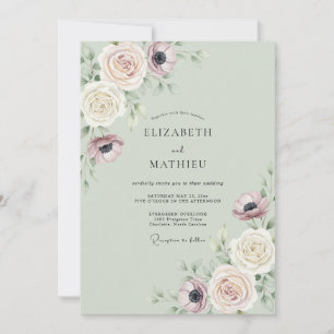 Invitation Mariage de printemps doux vert sauge