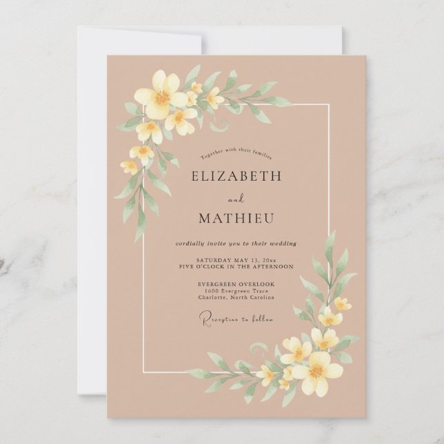 Invitation Mariage de printemps élégant et raffiné (Devant)