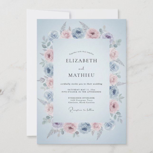 Invitation Mariage de printemps enchantant Baby Blue (Devant)