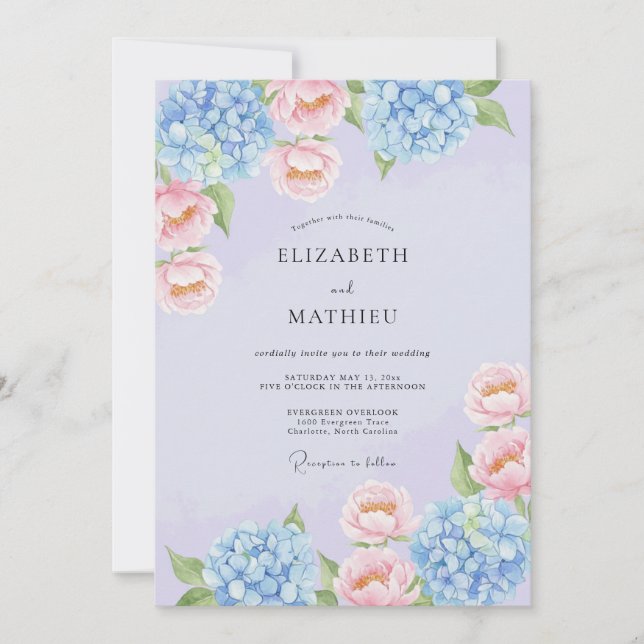 Invitation Mariage de printemps enchanté lavande (Devant)