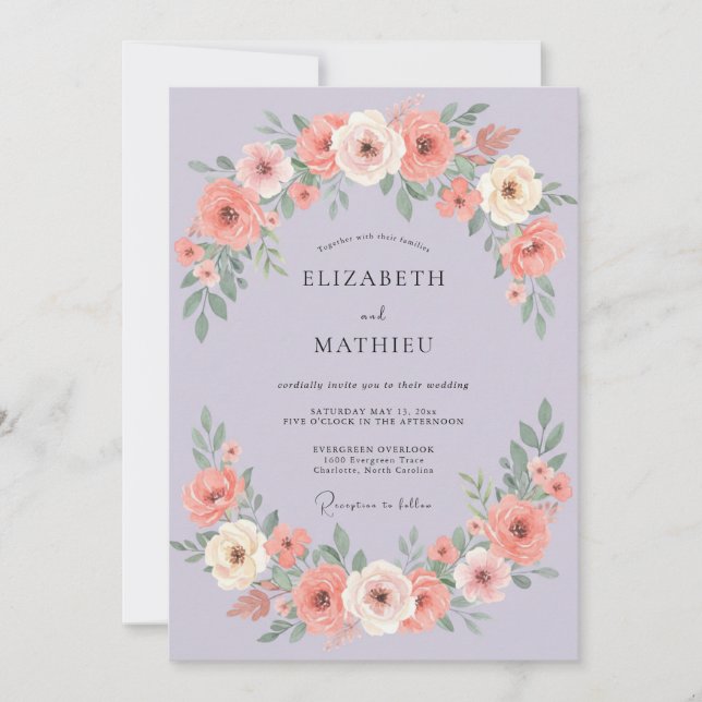 Invitation Mariage de printemps enchanteur lavande (Devant)
