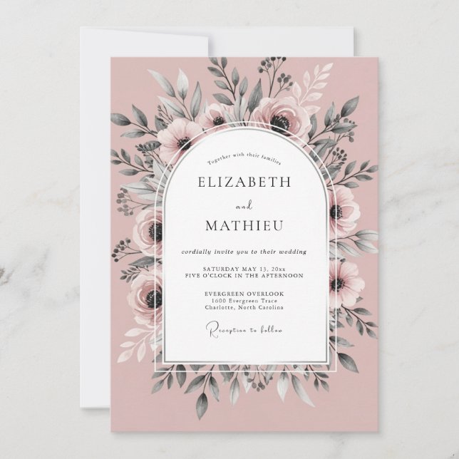 Invitation Mariage de printemps enchanteur Rose Poussiéreuse (Devant)