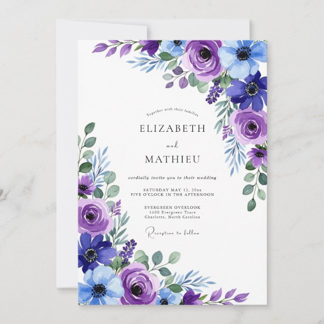 Invitation Mariage de printemps enchanteur violet (Devant)