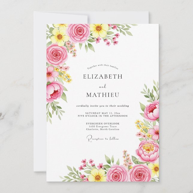 Invitation Mariage de printemps endiablé rose (Devant)