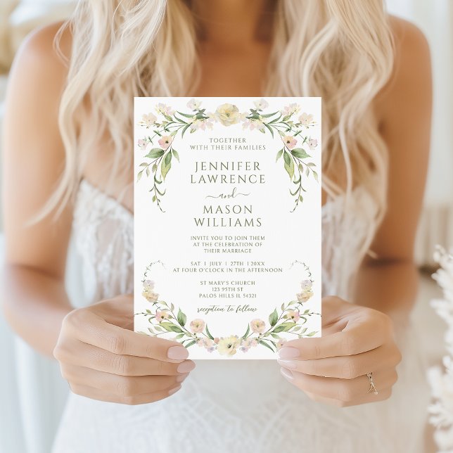 Invitation Mariage de printemps été floral crème rose (Créateur téléchargé)