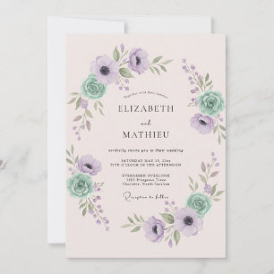 Invitation Mariage de printemps éthéré au lavande et à la men