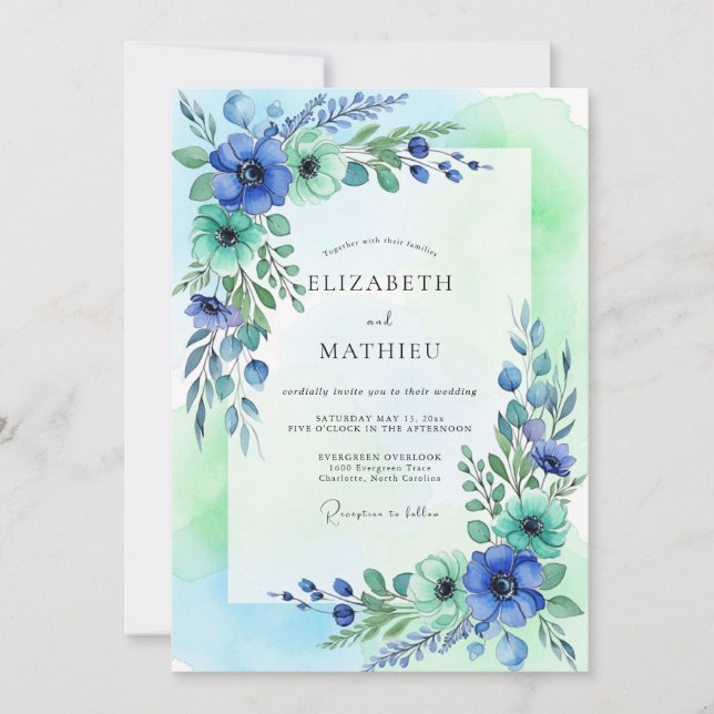 Invitation Mariage de printemps éthéré au vert menthe sarcell (Devant)