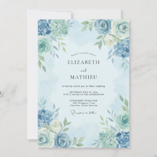 Invitation Mariage de printemps éthéré bleu clair