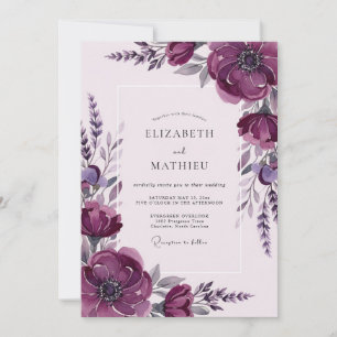 Invitation Mariage de printemps éthéré Deep Purple