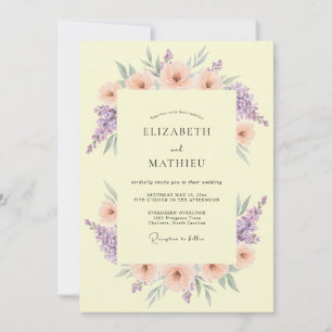 Invitation Mariage de printemps éthéré jaune primevère