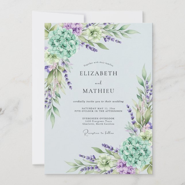 Invitation Mariage de printemps éthéré lavande (Devant)