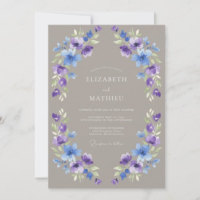 Invitation Mariage de printemps éthéré taupe (Devant)