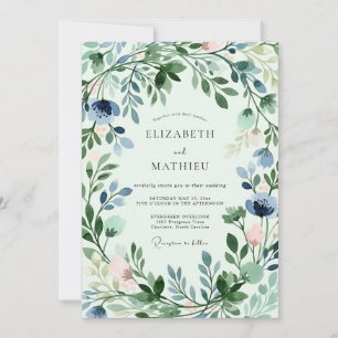 Invitation Mariage de printemps éthéré vert sauge