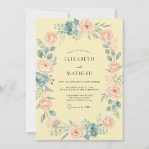 Invitation Mariage de printemps étincelant turquoise et magen