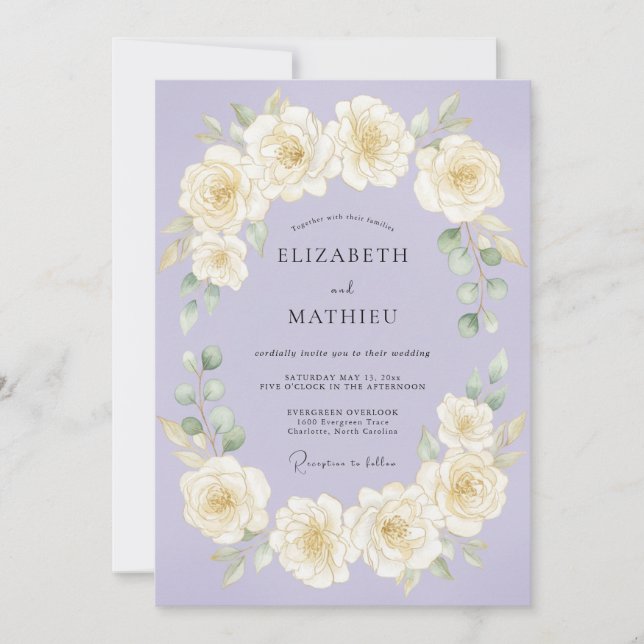 Invitation Mariage de printemps exquis lavande (Devant)