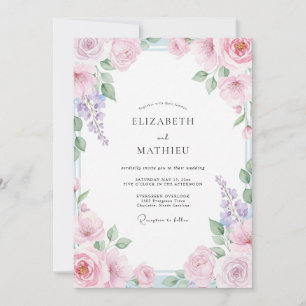 Invitation Mariage de printemps exquis rose tendre