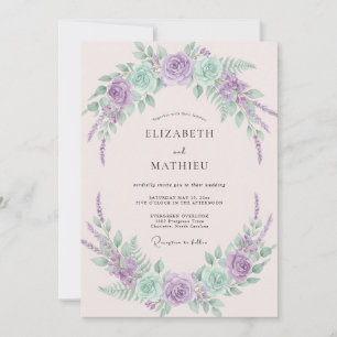 Invitation Mariage de printemps fantaisiste au lavande et à l