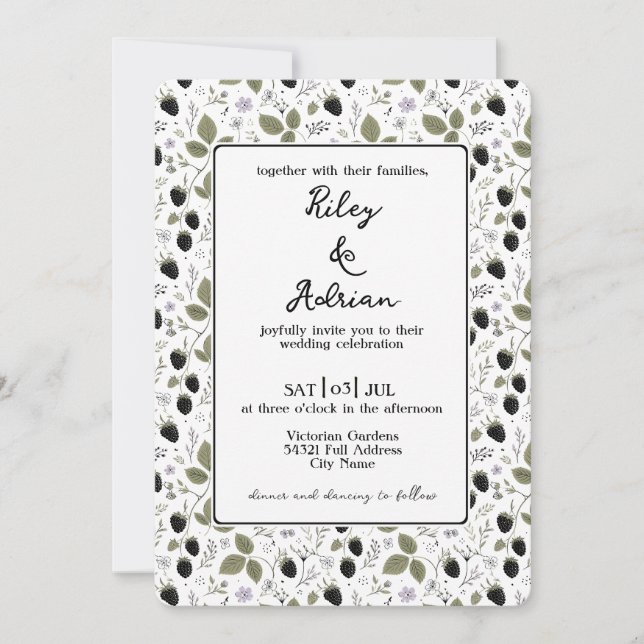 Invitation Mariage de printemps Fleur de Lavande Mûre de Jard (Devant)