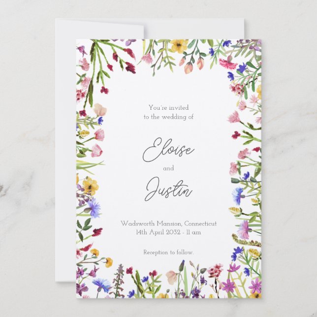 Invitation Mariage de printemps fleur sauvage (Devant)