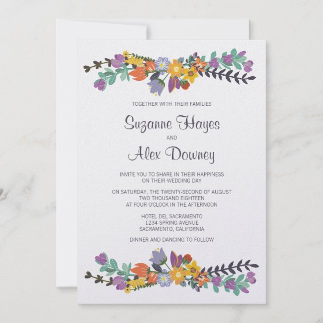 Invitation Mariage de printemps floral brillant (Devant)