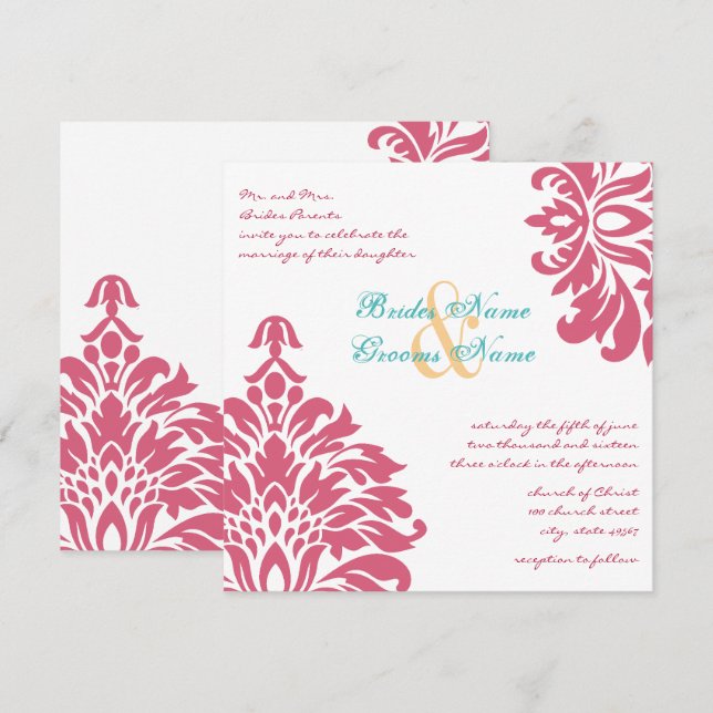 Invitation Mariage de printemps floral coloré (Devant / Derrière)