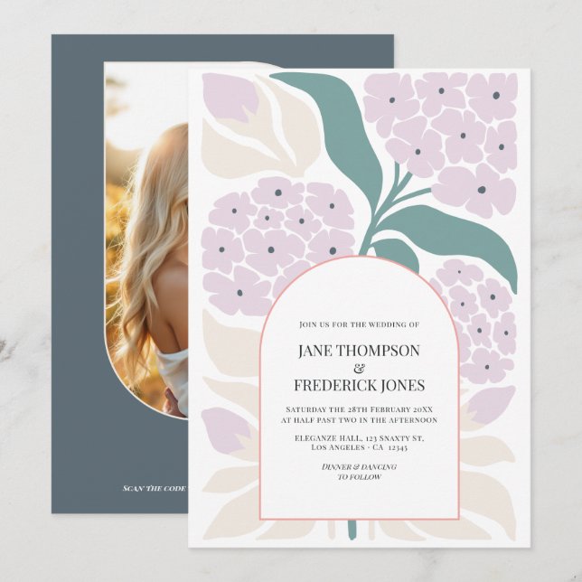Invitation Mariage de printemps floral côtier moderne (Devant / Derrière)