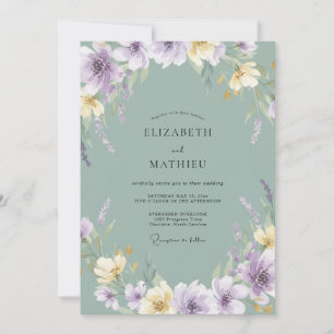 Invitation Mariage de printemps floral doux lavande