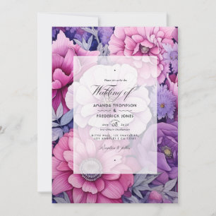 Invitation Mariage de printemps floral pourpre rose